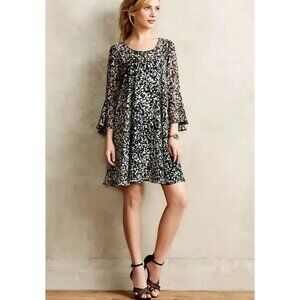 Paper Crown Anthropologie Droplets Swing Dress Size Small Navy cottage core